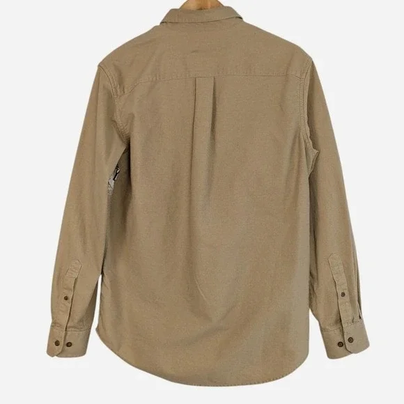 Croft & Barrow Wolf Mountain Scene Novelty Print Button Up Shirt Tan Medium - Picture 3 of 8